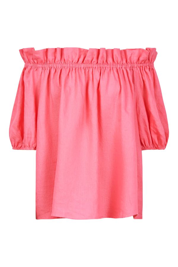 Halcyon Ruched Top in Bright Pink