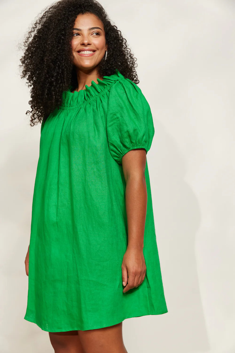 Halcyon Ruched Dress in Emerald Green