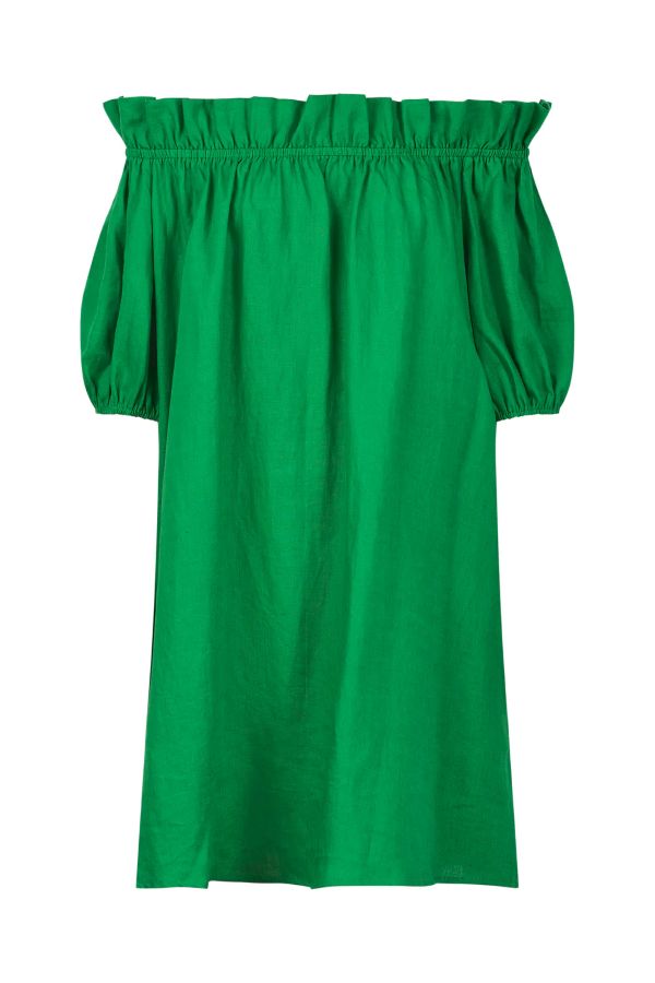 Halcyon Ruched Dress in Emerald Green