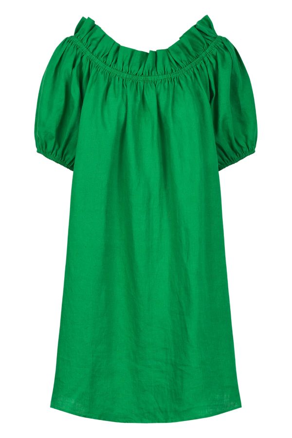 Halcyon Ruched Dress in Emerald Green