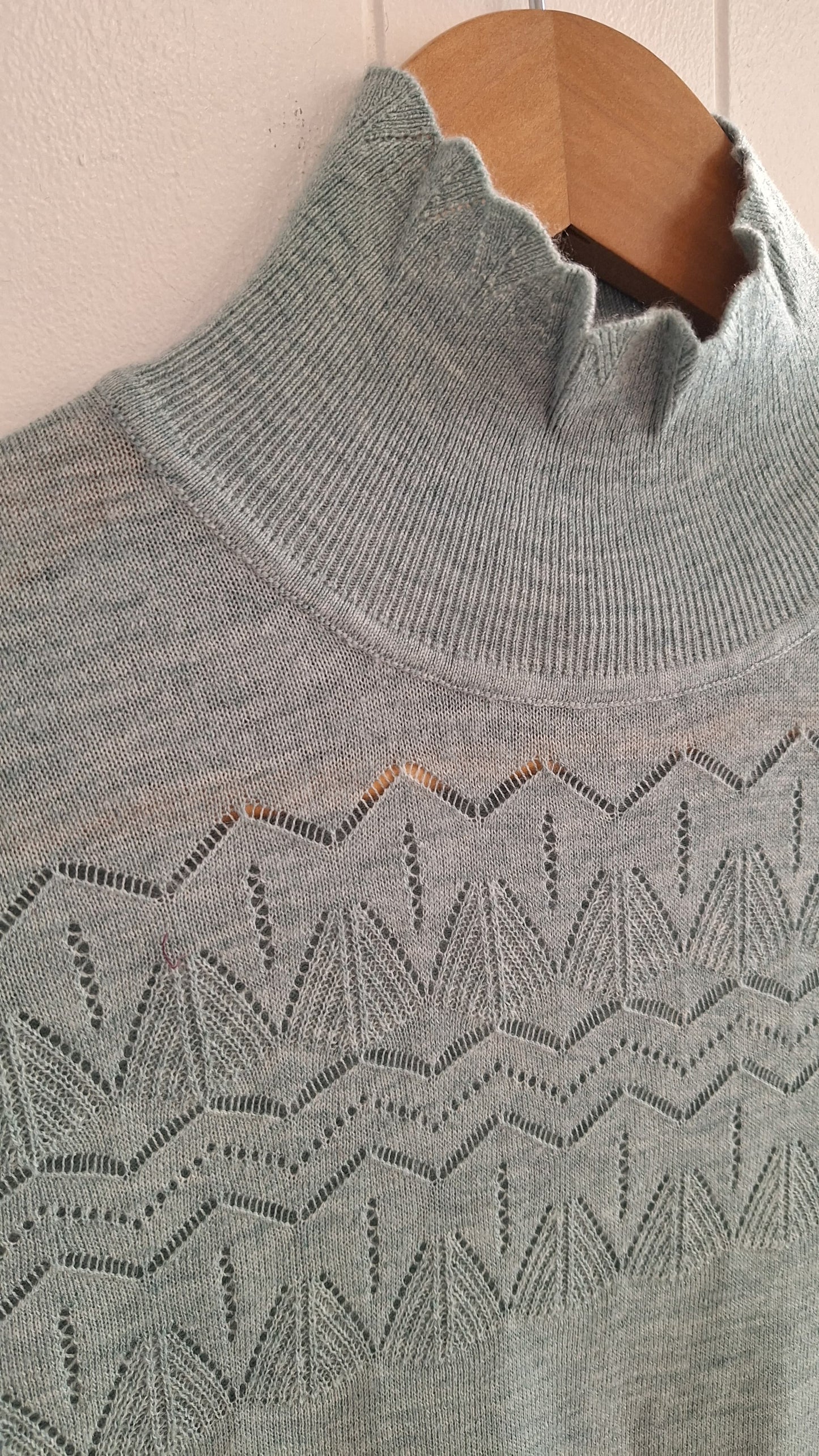 Kul Pointelle High Neck Light Teal Sweater/Jumper