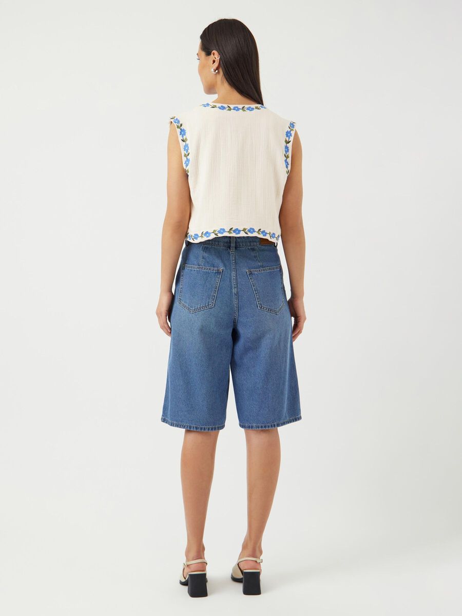 YASWOW Waistcoat in Cream with Blue Flowers