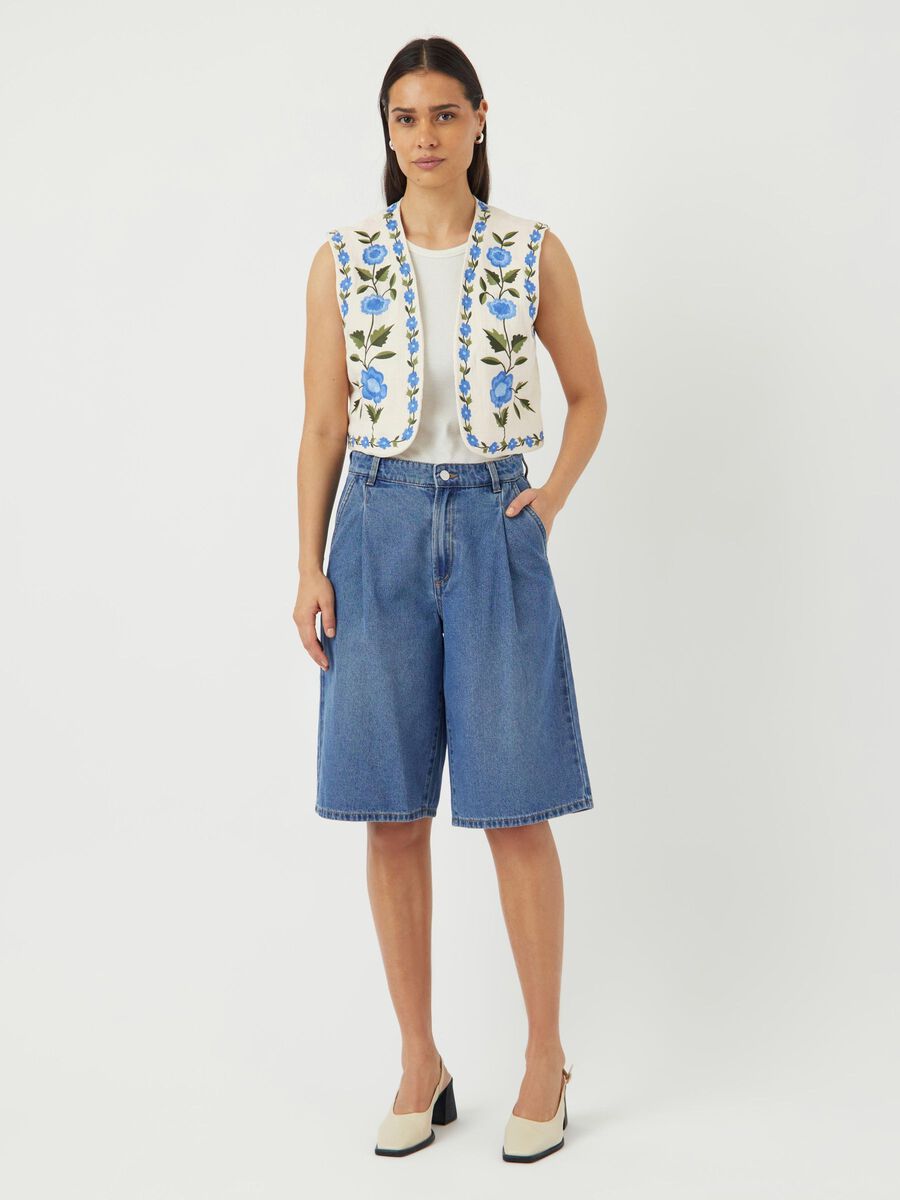 YASWOW Waistcoat in Cream with Blue Flowers