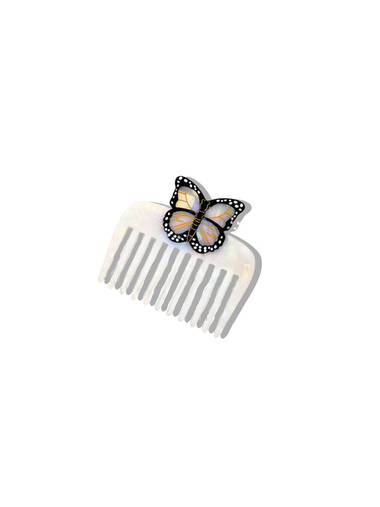 Hand-painted Monarch Butterfly Pocket Hair Comb | Eco-Friendly