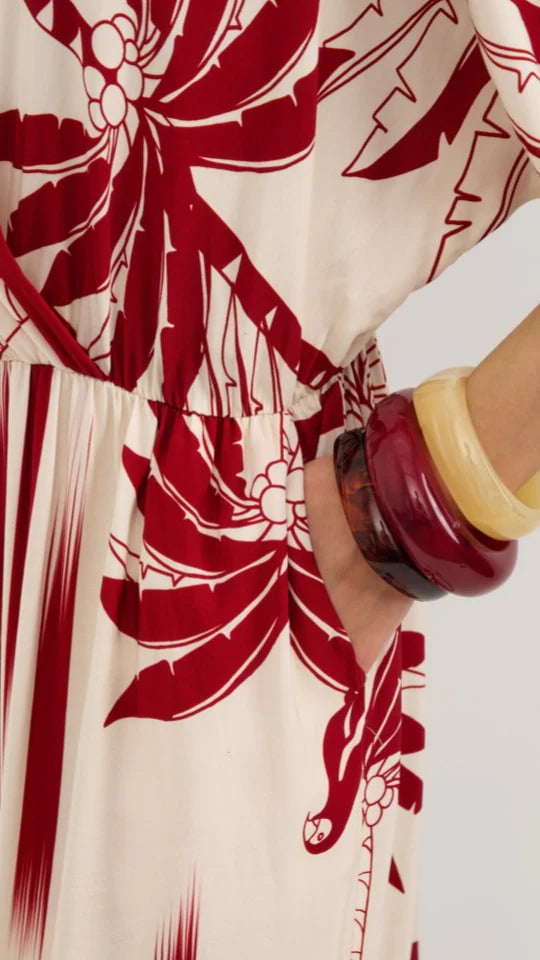 Molly Printed Jumpsuit in Ivory and Red