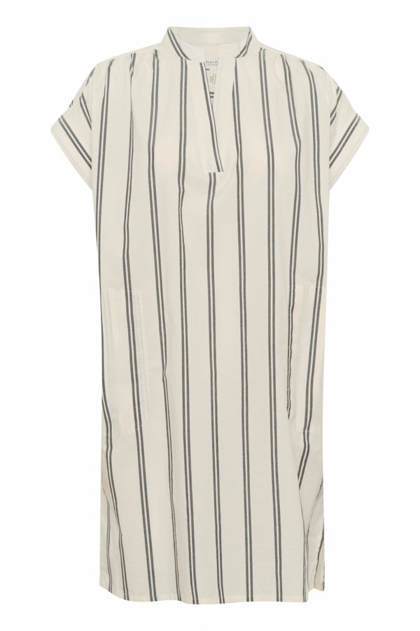 Rosabella Dress in Eggnog Black Stripe