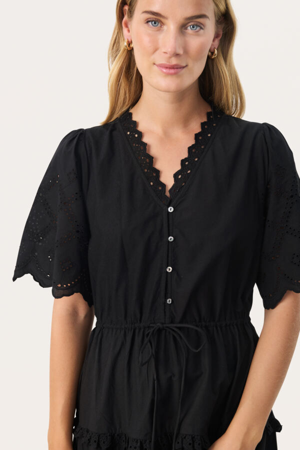 Rikkemai Short Sleeved Maxi Dress in Black