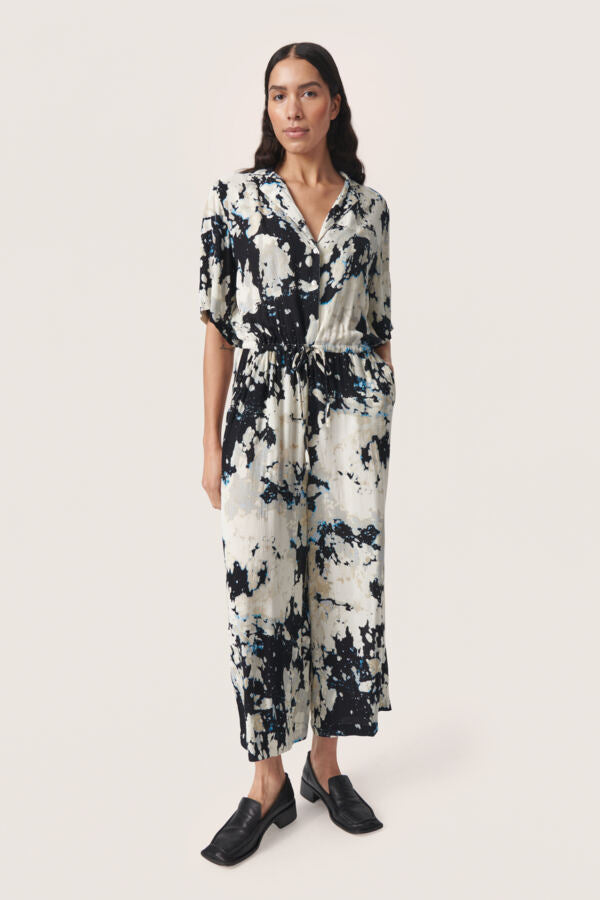 SLZaya Jumpsuit in Black Cloud Print