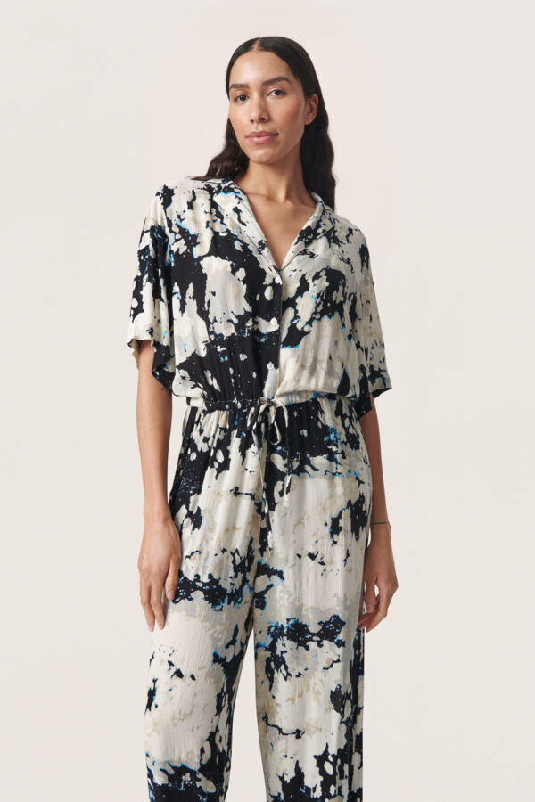 SLZaya Jumpsuit in Black Cloud Print