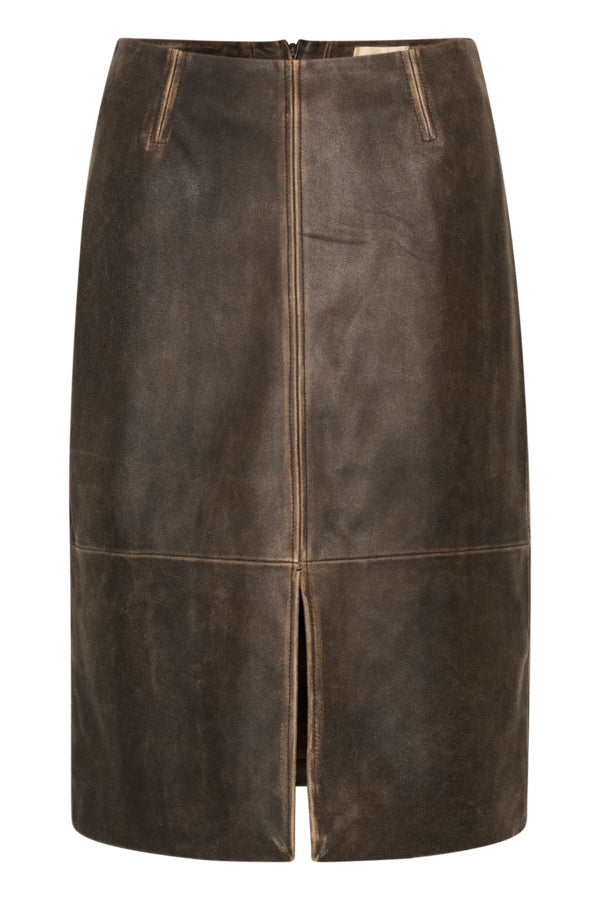 SLFiorella Leather Skirt in Worn Down Black