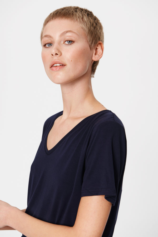 Adelia V Neck Shirt in Night Sky