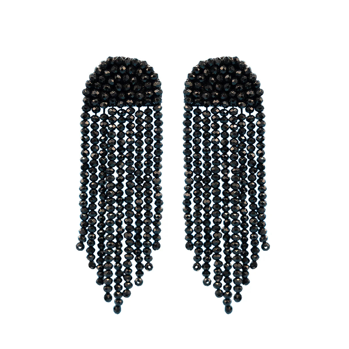 Black Crystal Waterfall Earrings