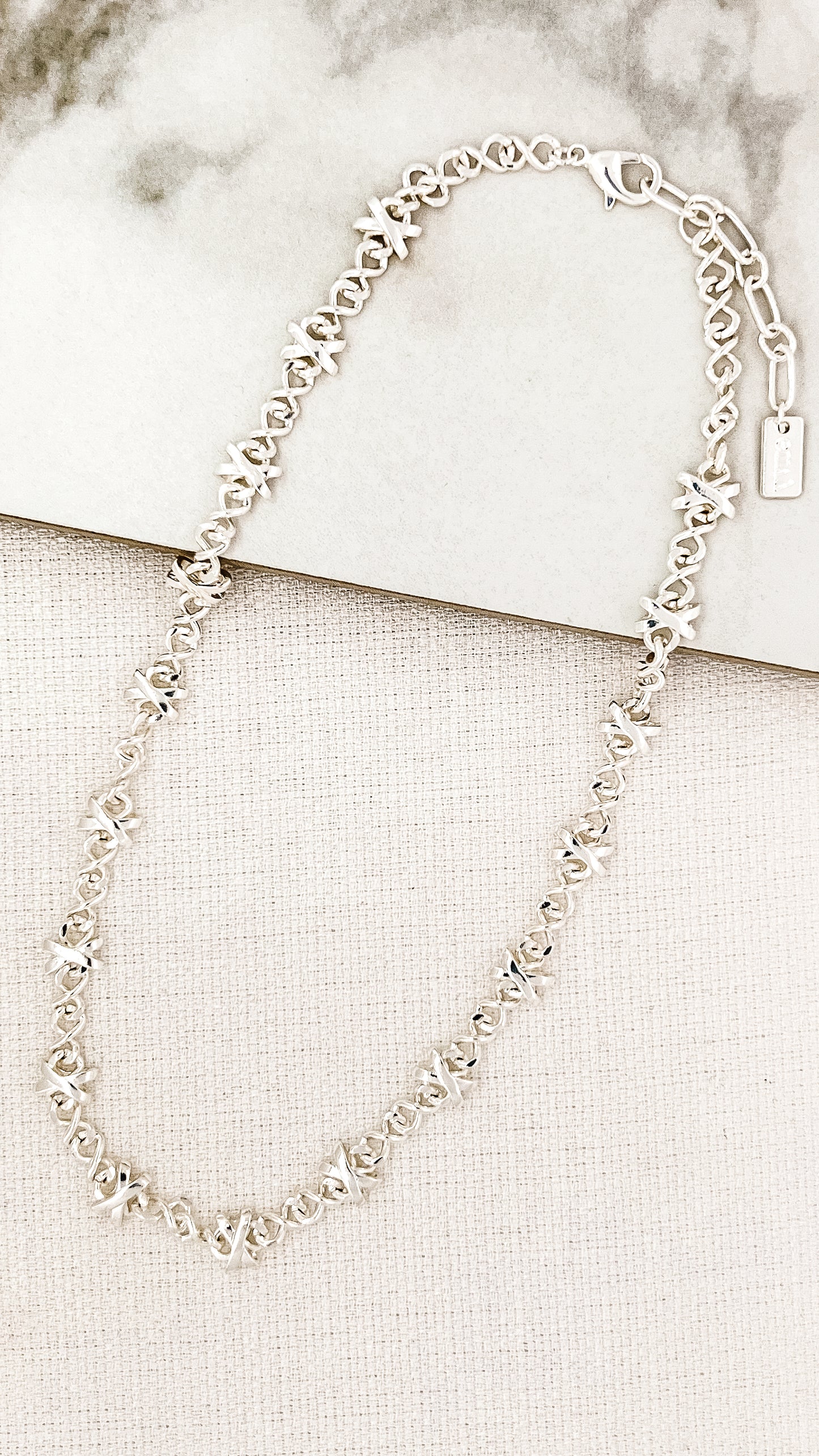 Short Silver Cross Design Necklace