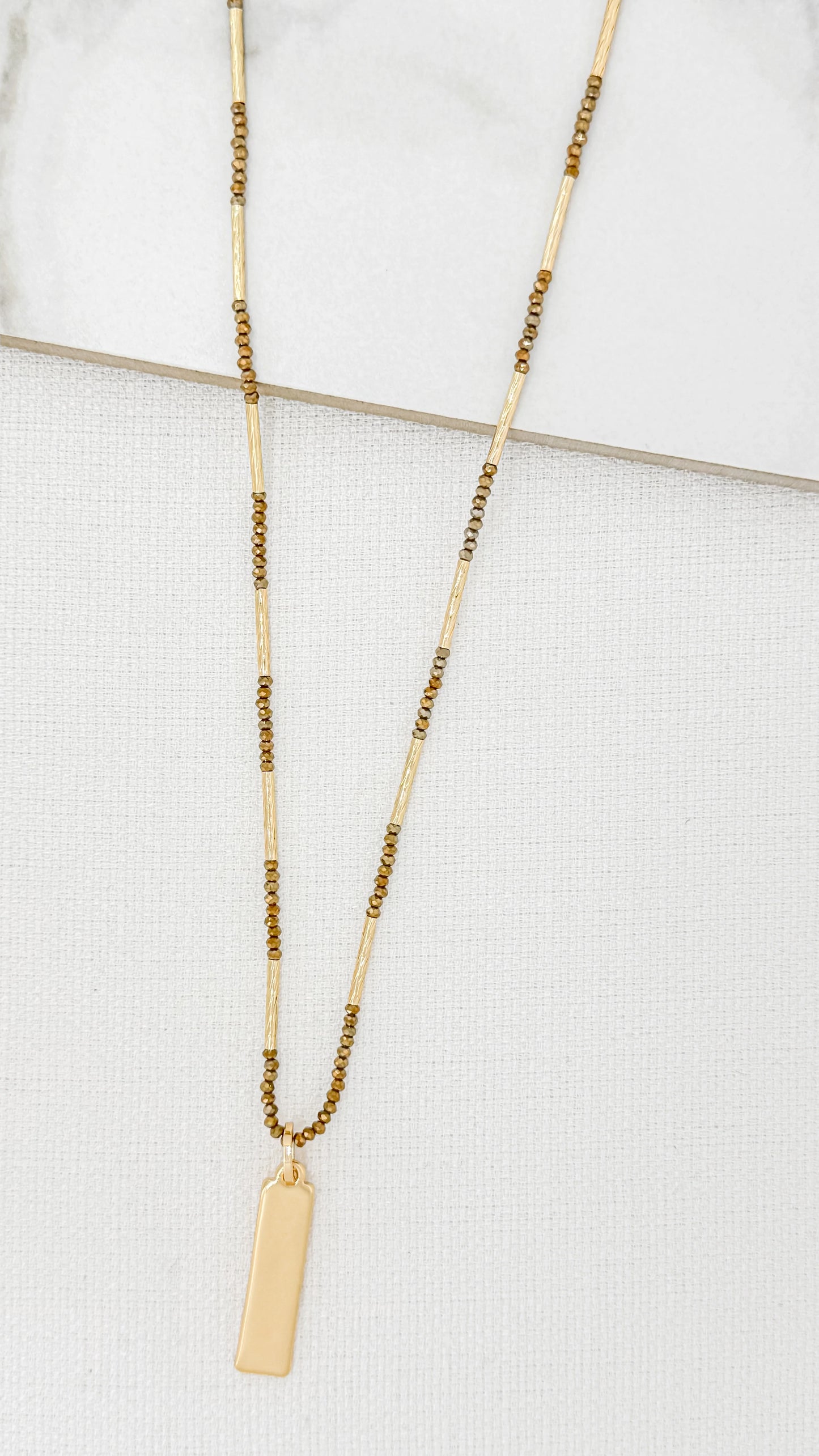 Gold & Taupe Crystal Necklace