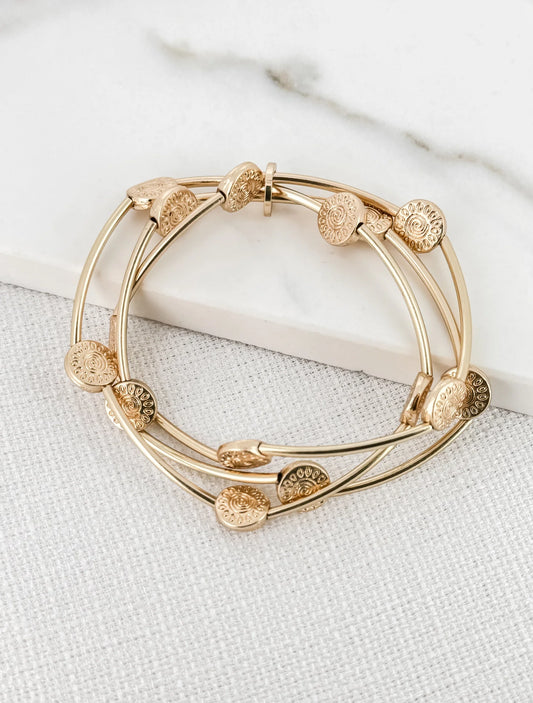 Gold Triple Layer Stretch Bracelet