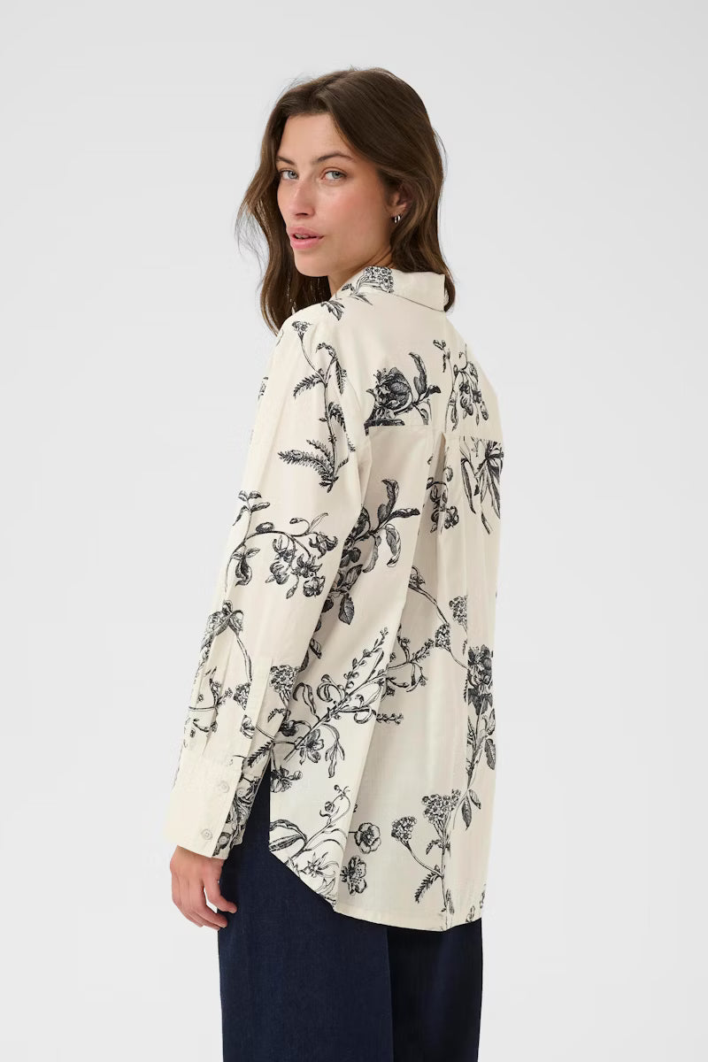 Sveja Shirt In Cream and Black Florals
