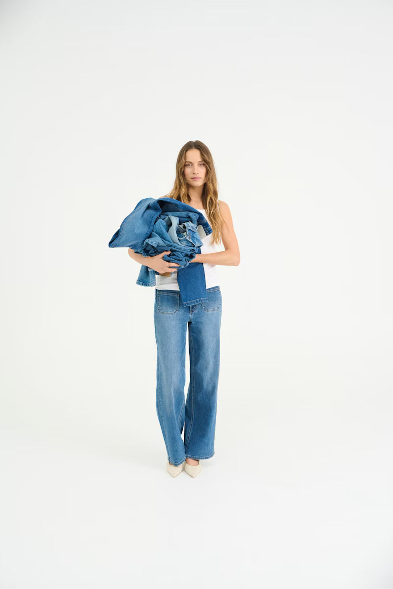 KAbrook High Waisted Regular Fit Jeans in Medium Blue