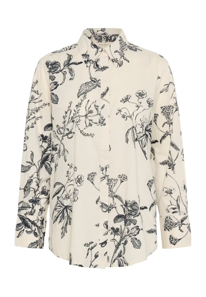 Sveja Shirt In Cream and Black Florals