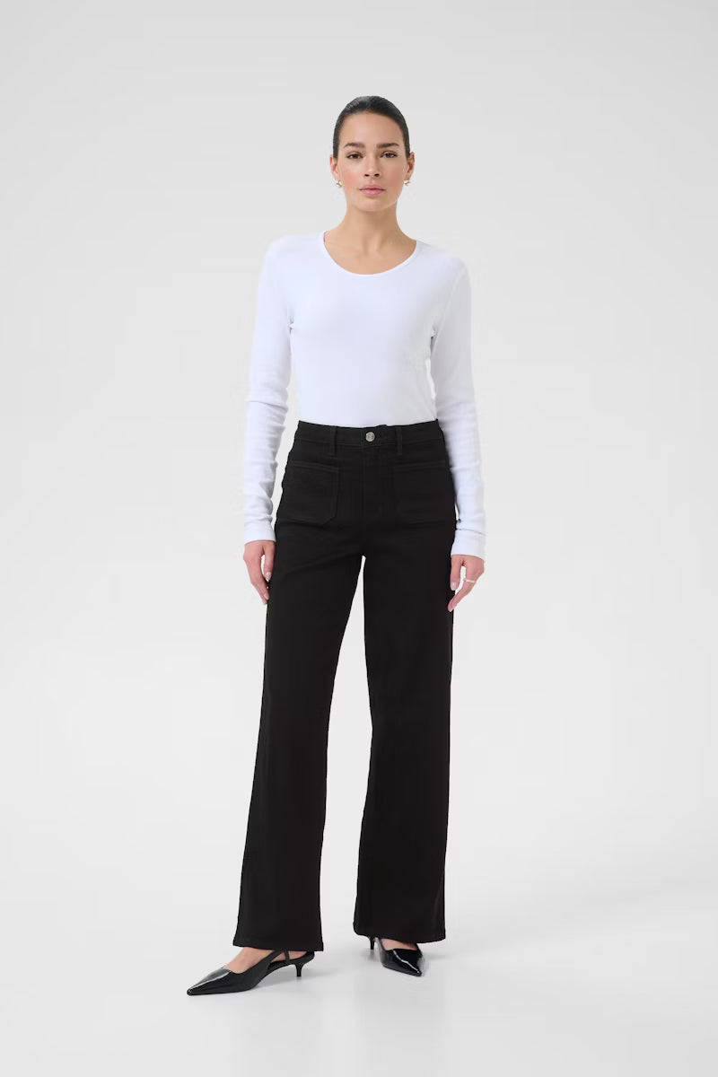 KAbrook High Waisted Regular Fit Jeans in Deep Black