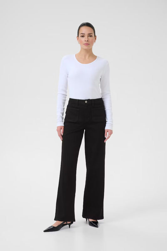 KAbrook High Waisted Regular Fit Jeans in Deep Black