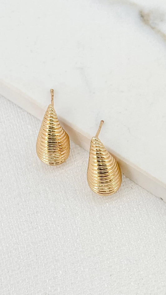 Small Gold Textured Teardrop Earring