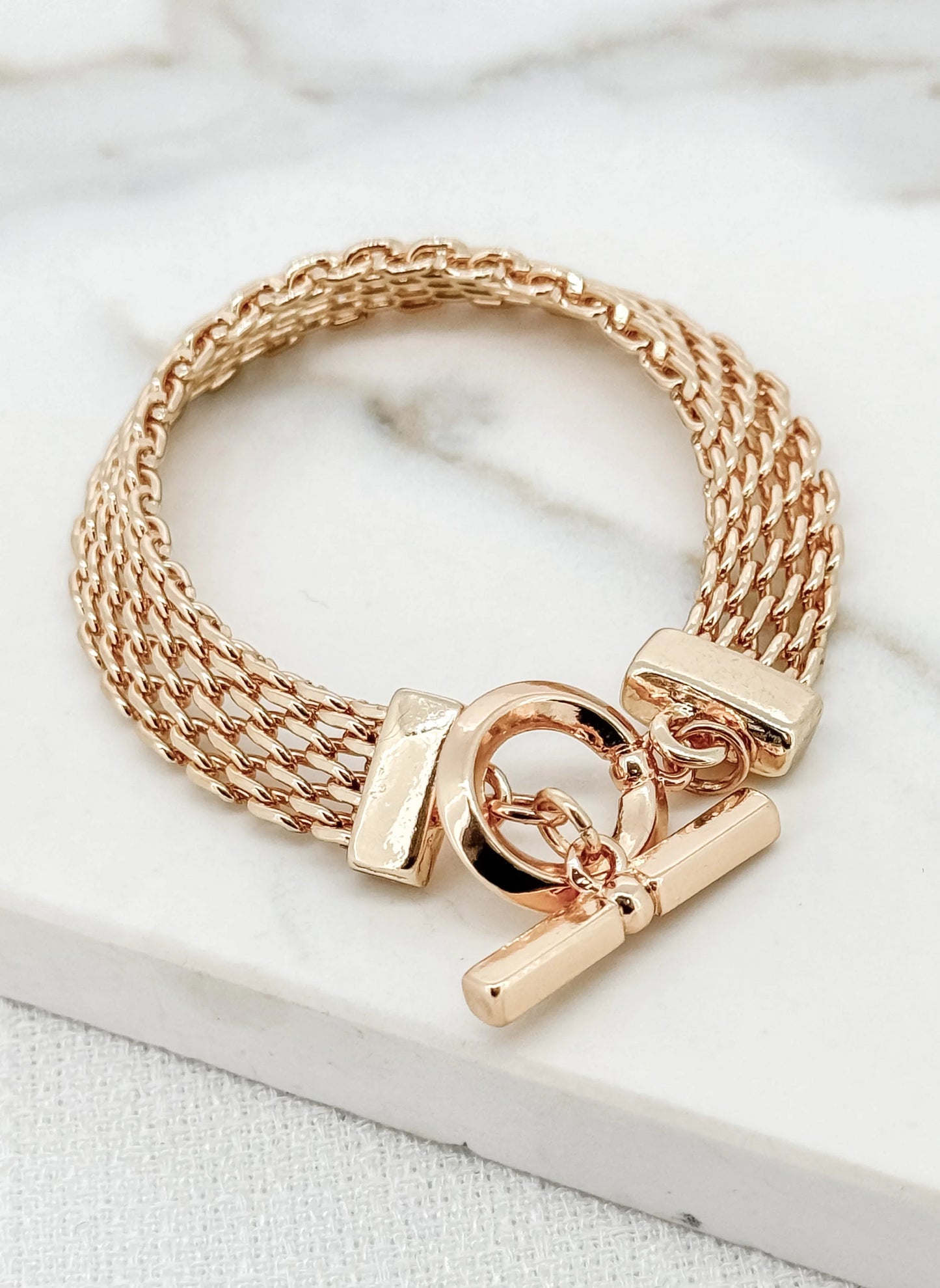 Gold Flat Chain T-bar Bracelet