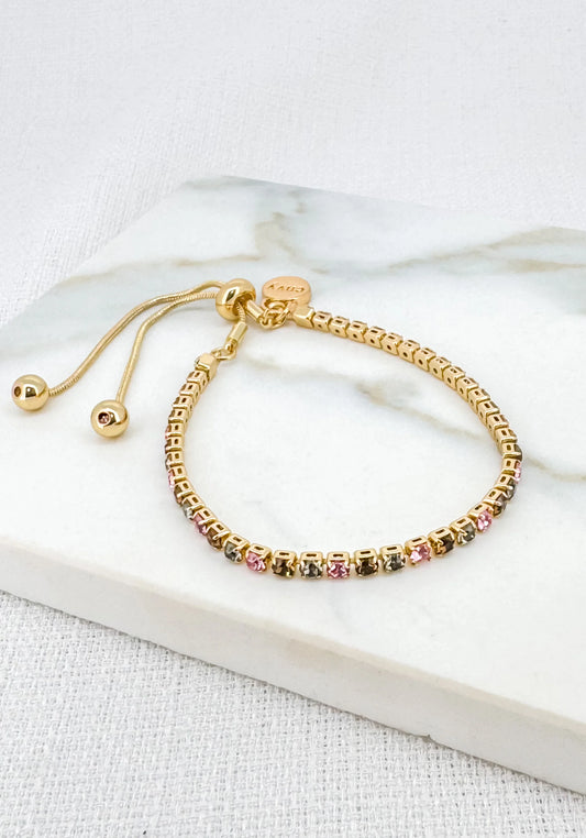 Gold Multicolour Crystal Adjustable Bracelet