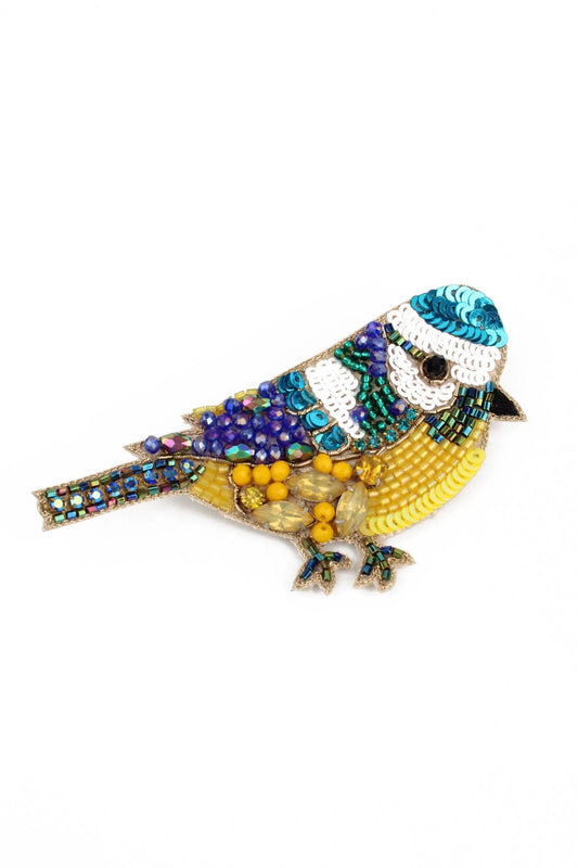 Beaded Blue Tit Brooch