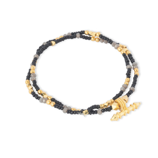Jaya Beaded Bracelet Set Black & Grey
