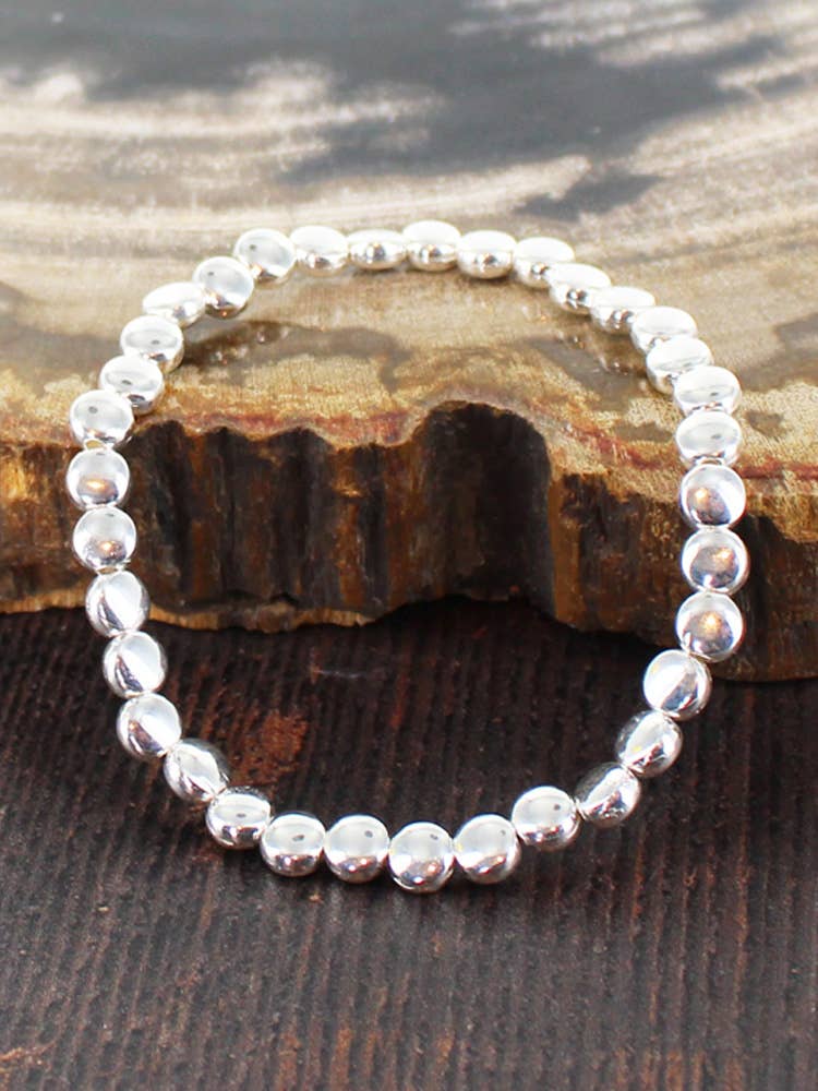 Silver Plated Elasticated Disc Bracelet