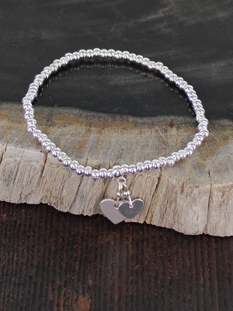 Silver Plated Elasticated Jewellery with Heart Charms