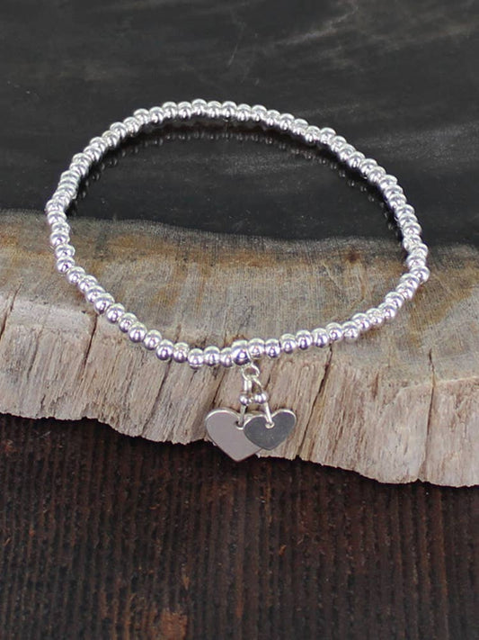 Silver Plated Elasticated Jewellery with Heart Charms