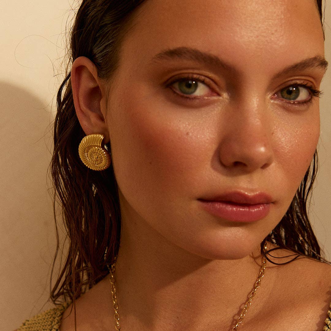 Ocean Shores Gold Shell Earrings