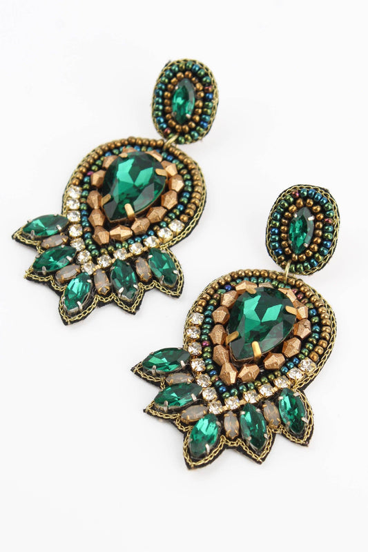 GREEN AND GOLD ART DECO EARRINGS