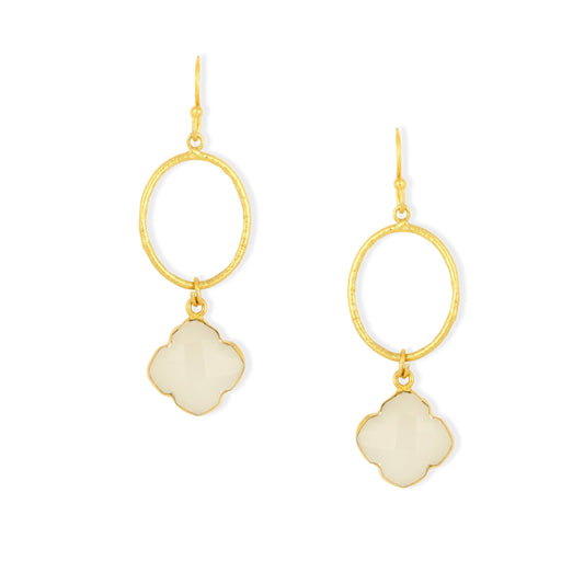 Clover White Chalcedony Earrings