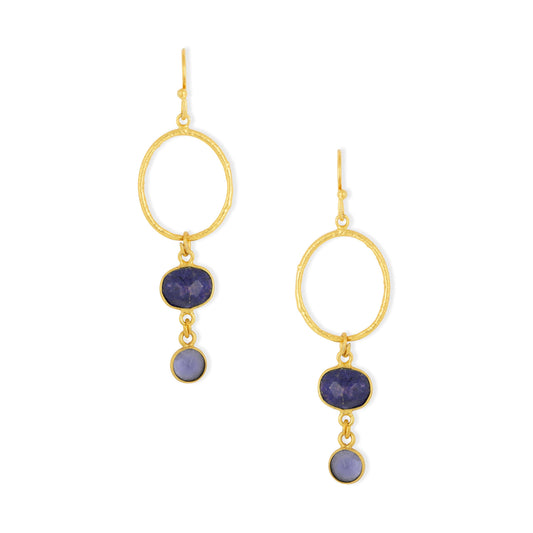 Cadiz Gemstone Hoop Earrings Navy