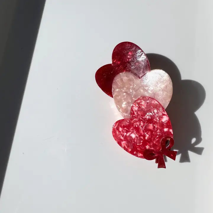 Hand-Painted Love Hearts Claw Hair Clip