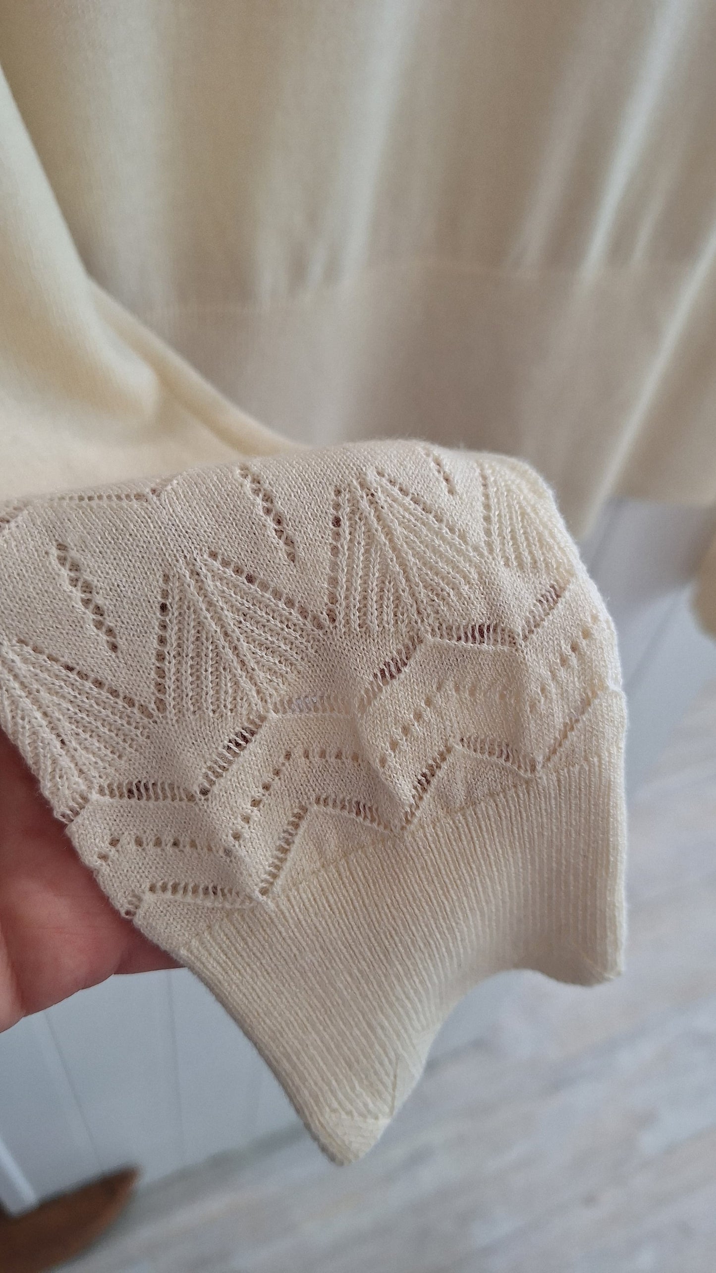 Kul Pointelle High Neck Cream Sweater/Jumper
