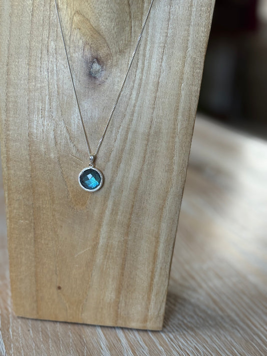 Silver Necklace with Labradorite Drop
