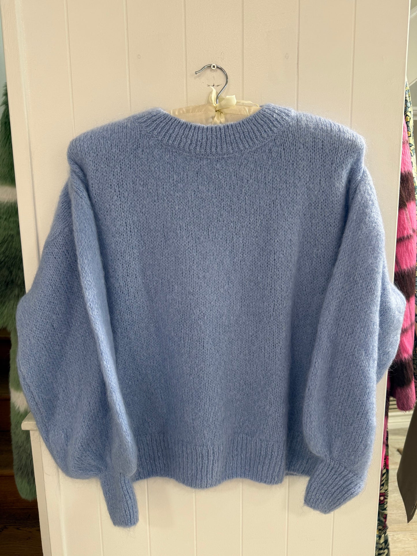 Round Neck Mohair Sweater in Sky Blue