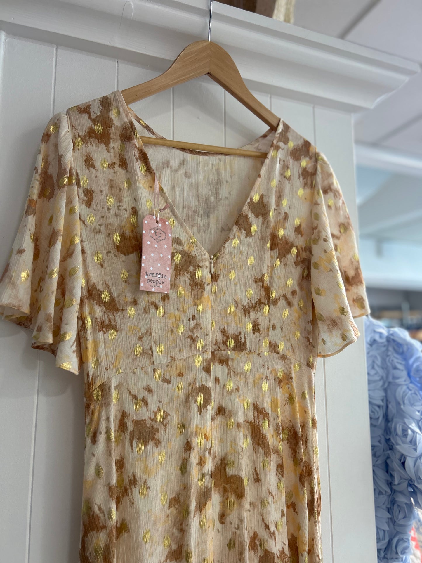 Rene Dress in Sepia & Gold Print