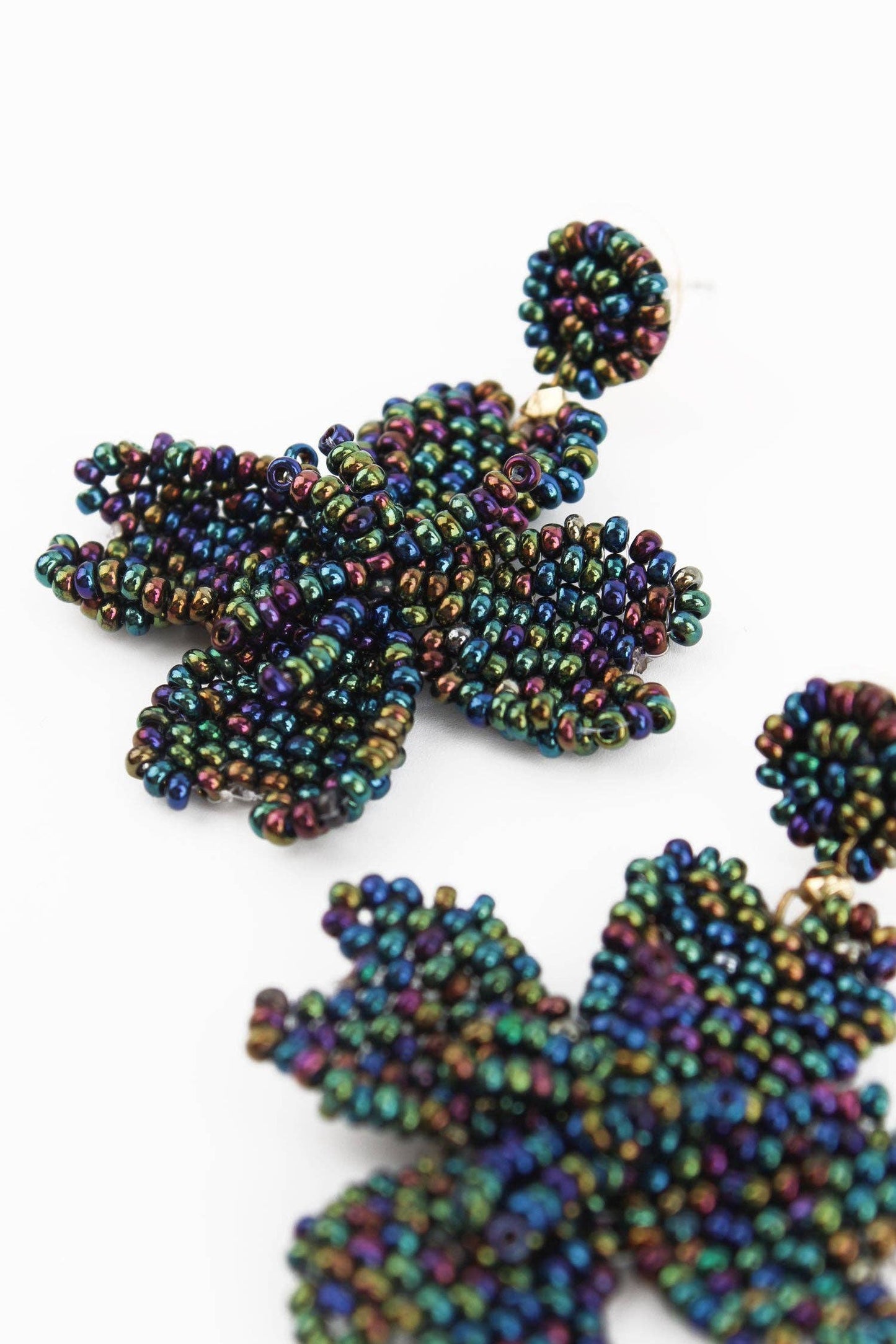 3D SMALL PETROL FLOWER EARRINGS