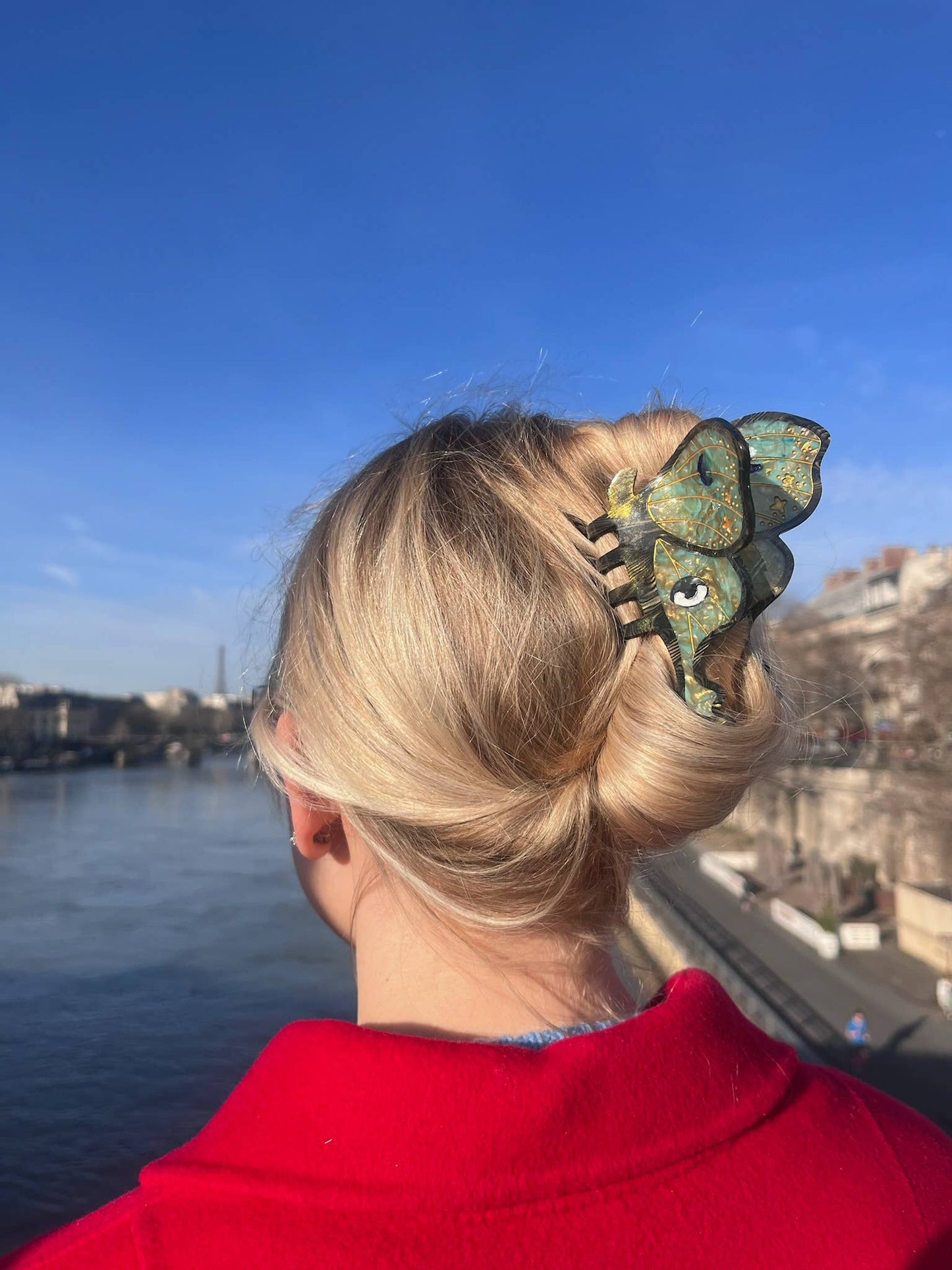 Hand-painted Luna Moth Claw Hair Clip | Eco-Friendly