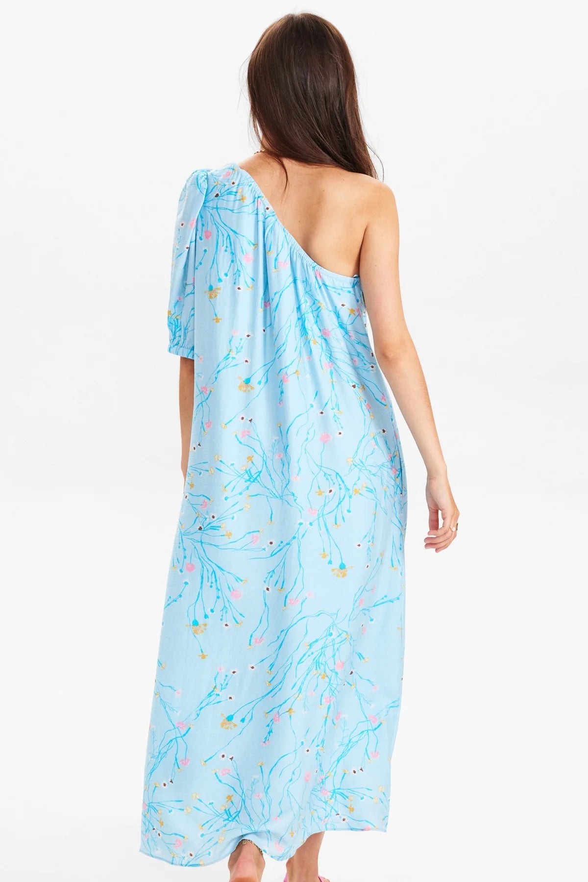 Nuritt One Shoulder Dress in Crystal Blue