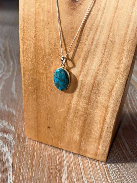 Silver Copper Turquoise Necklace