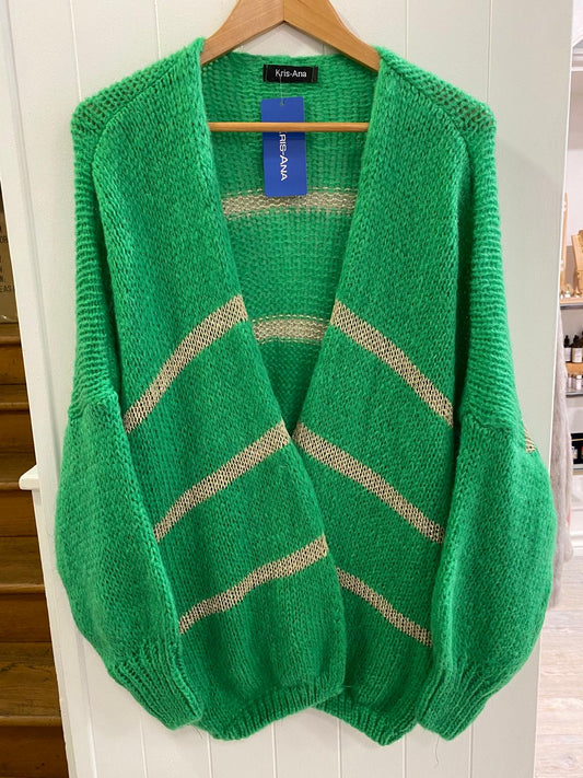 One Size Green Coloured Cardigan with Gold Trim