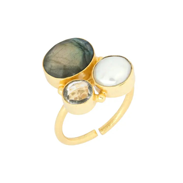 Florence Ring Grey & Pearl