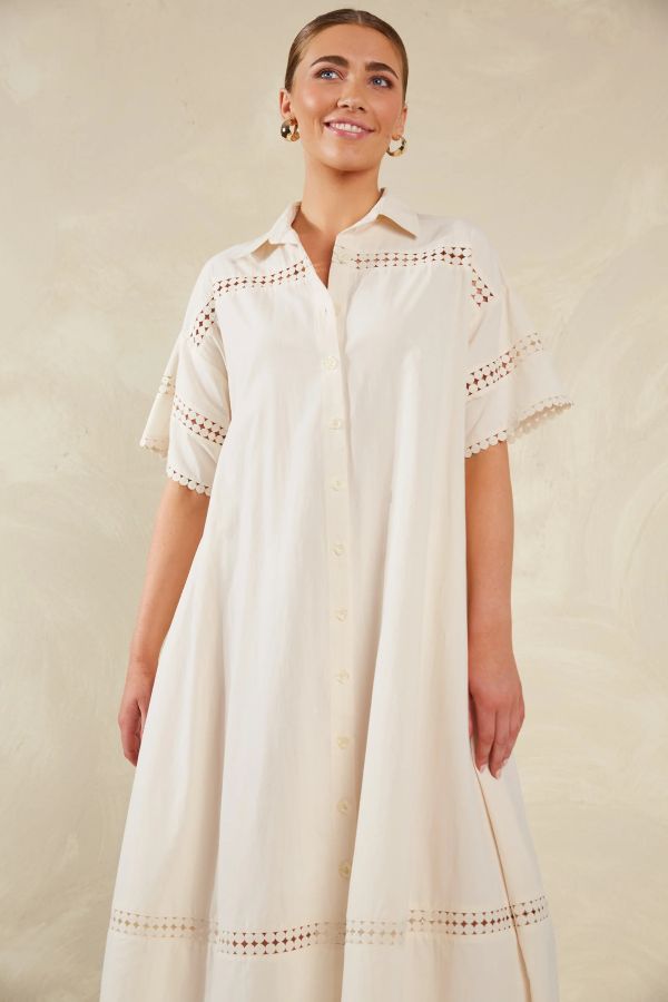 Adelfia Shirt Dress in Cannoli Cream