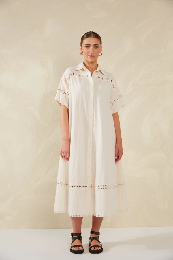 Adelfia Shirt Dress in Cannoli Cream