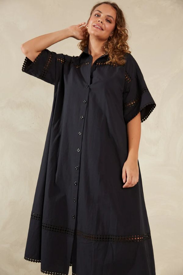 Adelfia Shirt Dress in Domino Black